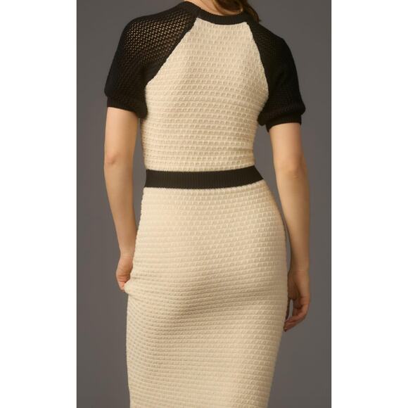 Daily Practice XS Knit Cream n Black midi/long Dress. Bodycon. Sexy. Classy Rare - Picture 4 of 16